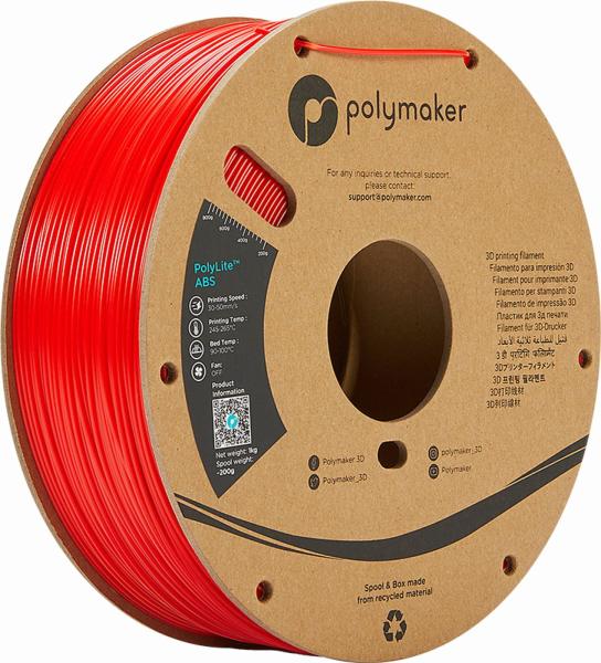 Polymaker PolyLite ABS Filament Rdeča 1,75mm 1kg