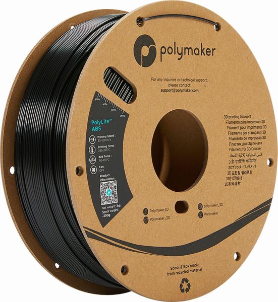 Polymaker PolyLite ABS Filament Prava črna 1,75mm 1kg