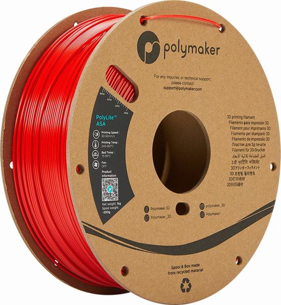 Polymaker PolyLite ASA Filament Rdeča 1,75mm 1kg