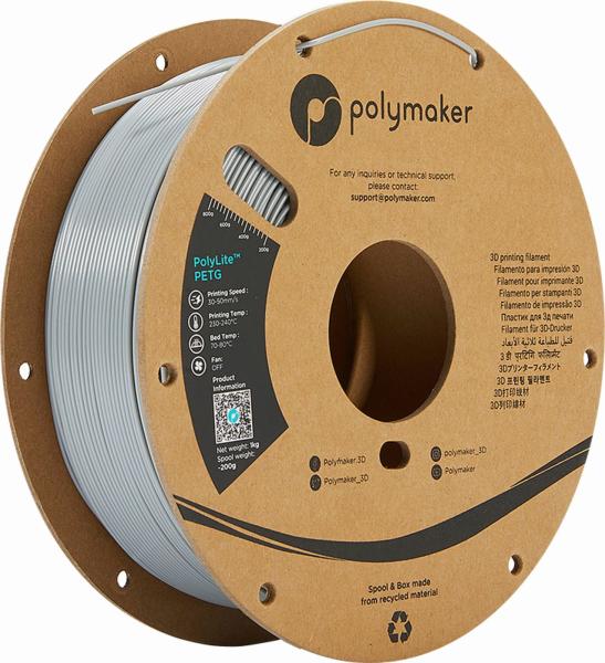 Polymaker PolyLite PETG Filament Siva 1,75mm 1kg