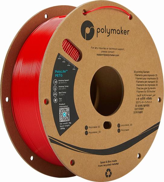 Polymaker PolyLite PETG Filament Rdeča 1,75mm 1kg