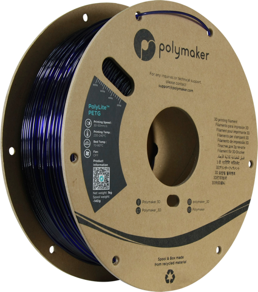 Polymaker PolyLite PETG Filament Prozorno modra 1,75mm 1kg