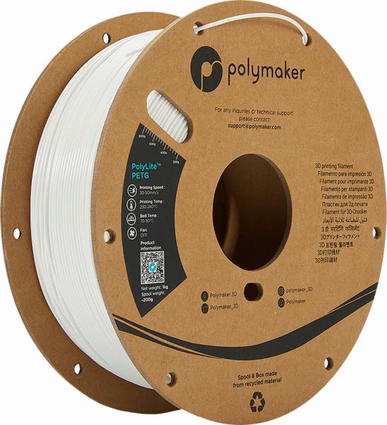 Polymaker PolyLite PETG Filament Prava bela 1,75mm 1kg