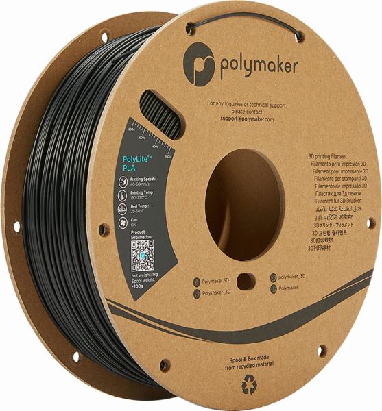 Polymaker PolyLite PLA Filament črna 1,75mm 1kg-3kg-5kg