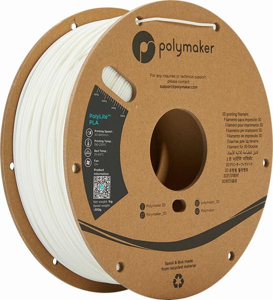 Polymaker PolyLite PLA Filament Prava bela 1,75mm 1kg