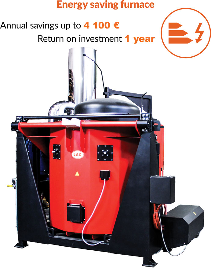 PTSPR plinska nagibna talilna peč z rekuperacijskim sistemom – do 1200 °C